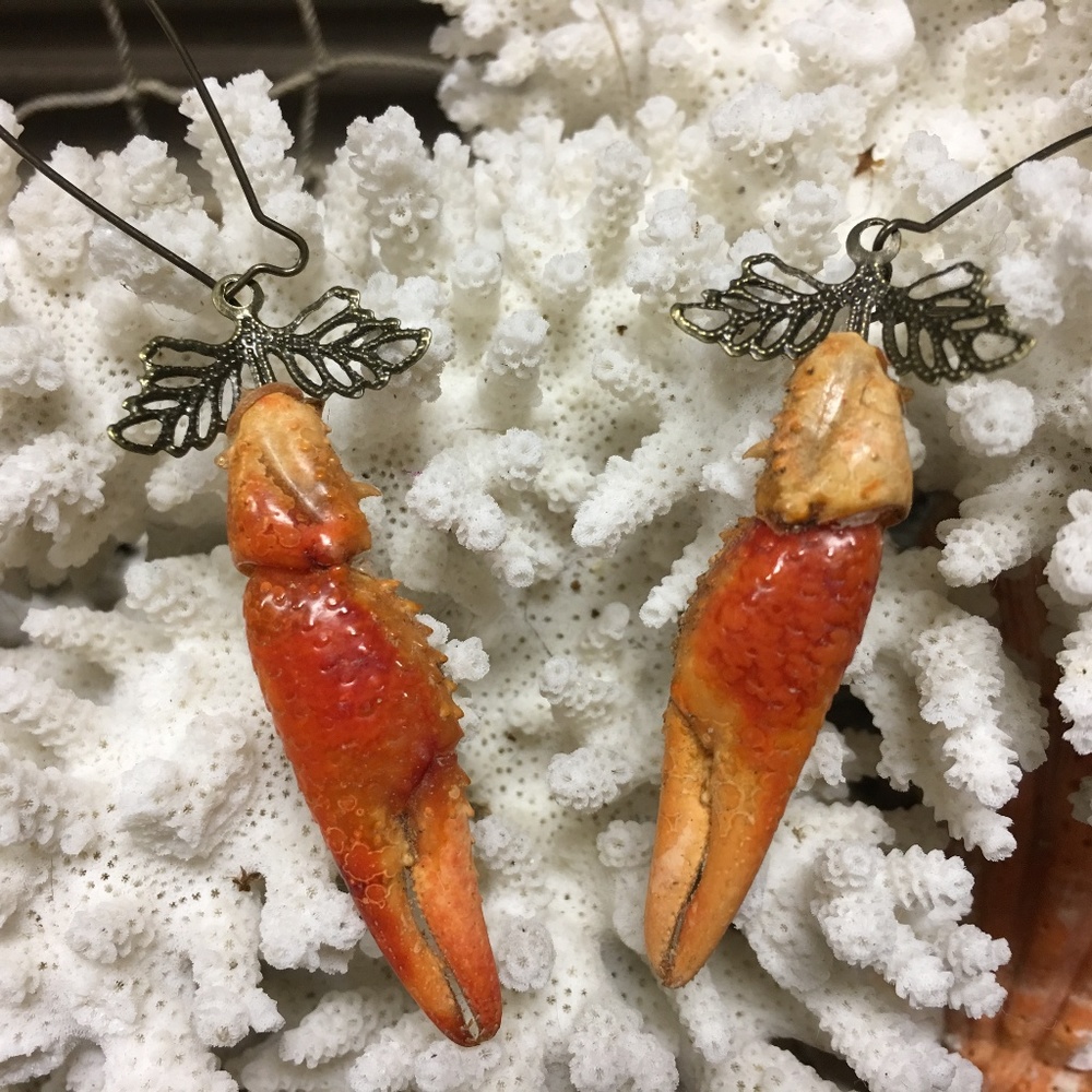 Wild Cajun Style Craw Fish Claw  Earrings